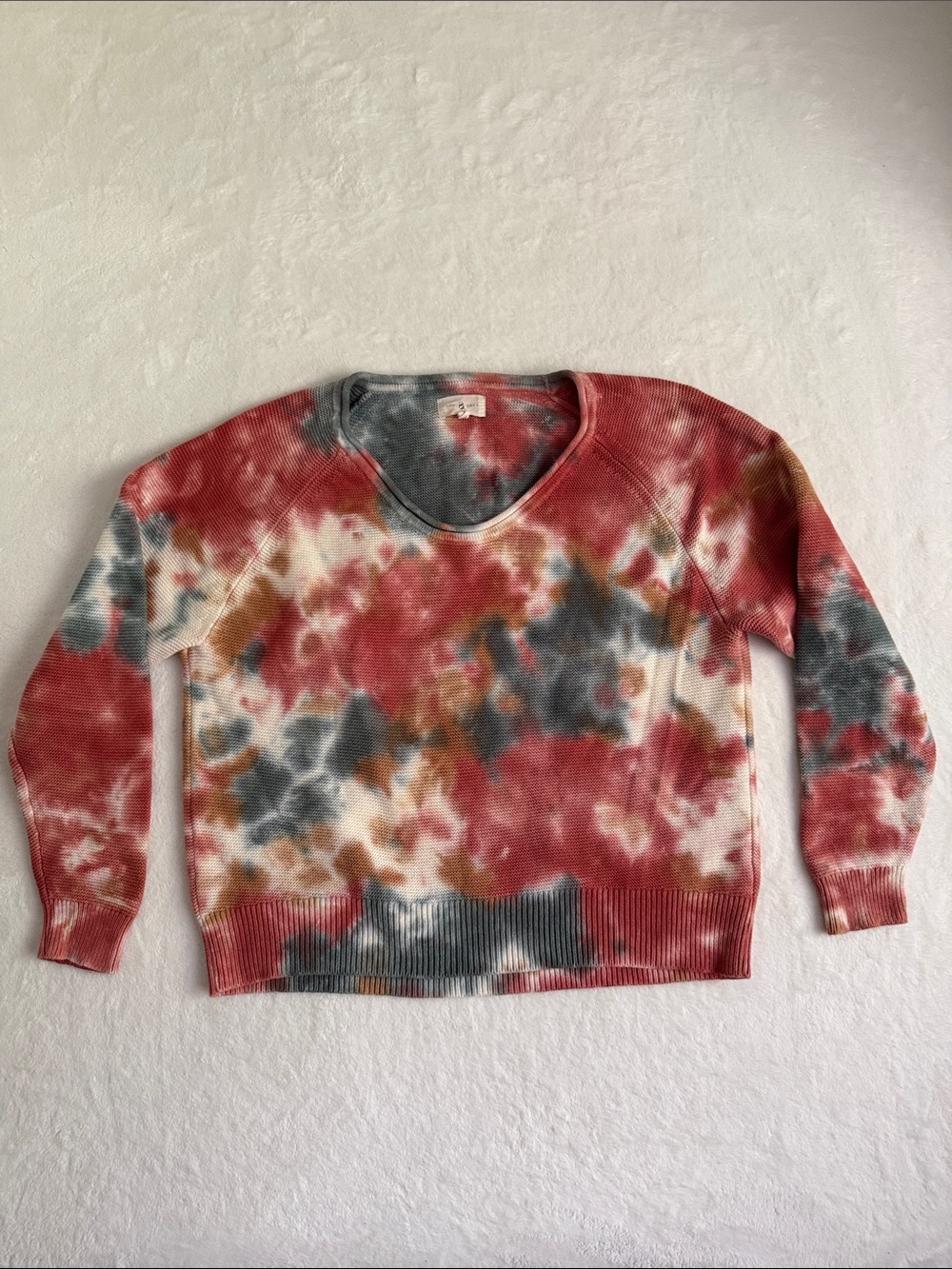 Lou & Grey V-Neck Sweater in Red, Gray, Cream and Brown